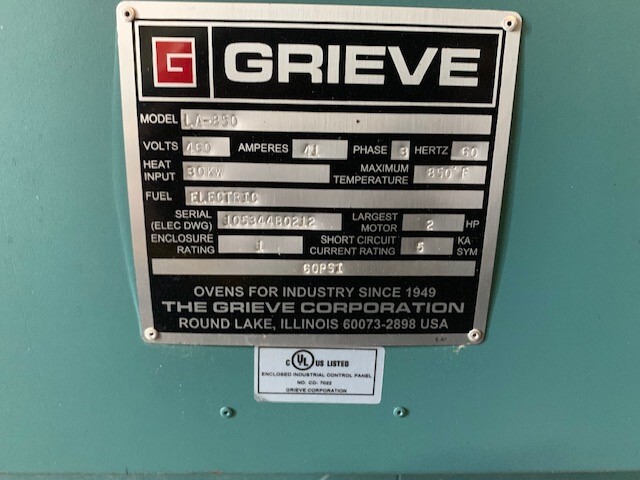 GRIEVE LA-850 FURNACES, ELECTRIC | KEC, Inc.